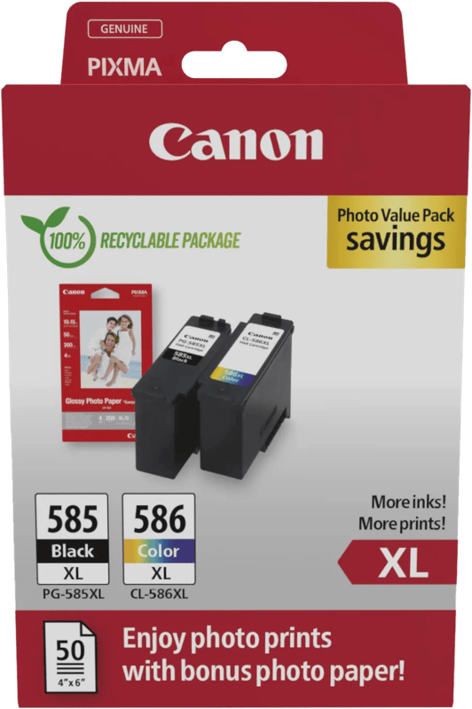 Canon PG-585XL + CL-586XL Combo Pack + Fotopapier