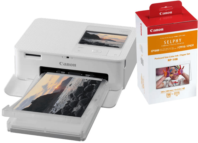 Canon SELPHY CP1500 Wit + Canon RP-108 Inkt Cassette/Papier Set 108 vel
