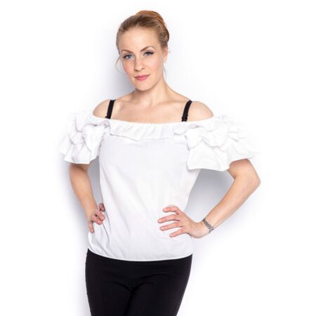 Carmen Top White-S | 42% korting | Fiftiesstore