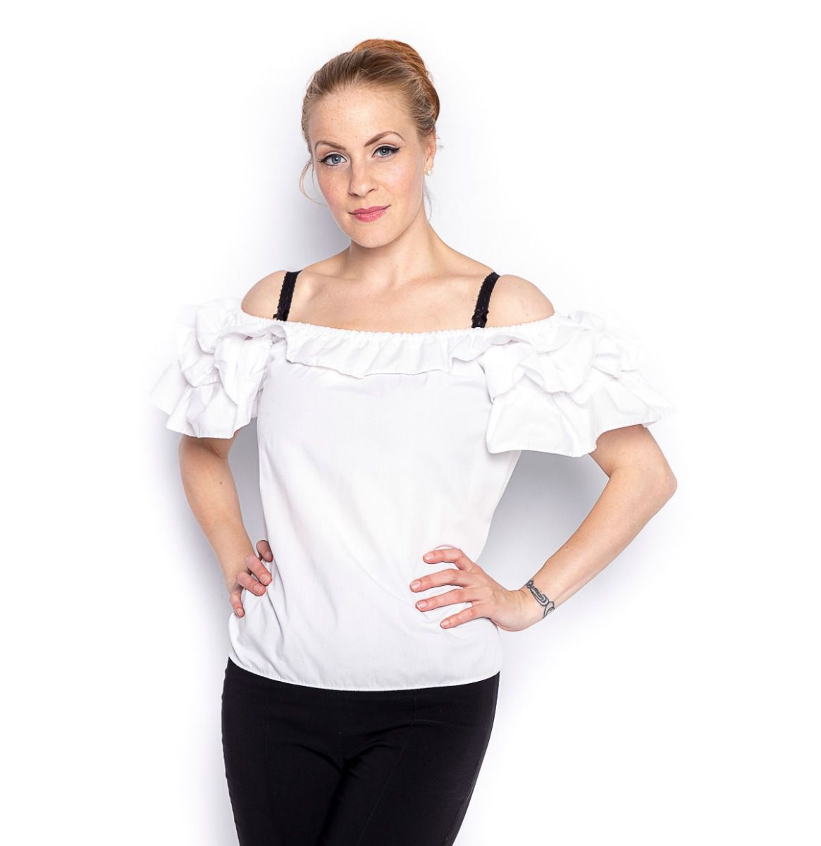 Carmen Top White-S | 42% korting | Fiftiesstore