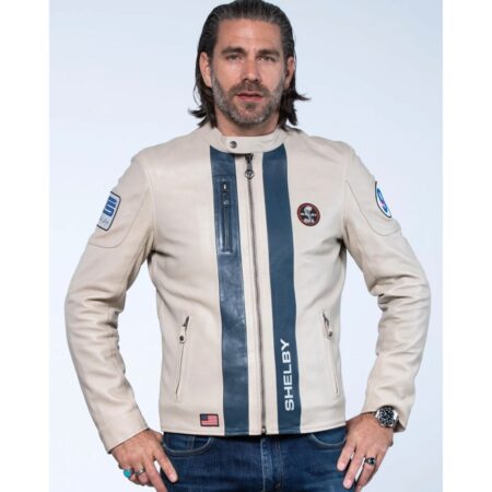Carroll Shelby 'Classic Cut' Sheepskin Leather Jacket Ecru-3XL | Carroll Shelby