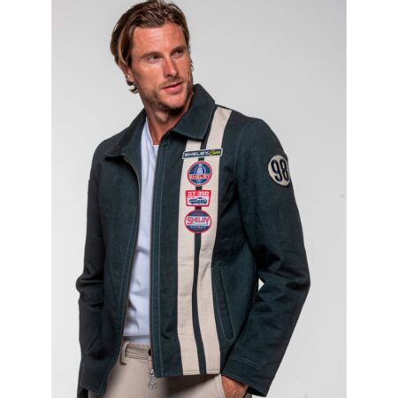 Carroll Shelby 'Snake' Canvas Jacket Marine Blue-2XL | Fiftiesstore
