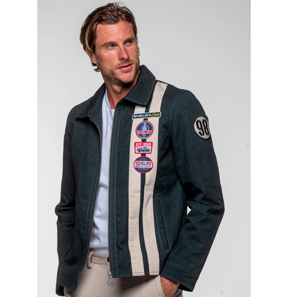 Carroll Shelby 'Snake' Canvas Jacket Marine Blue-2XL | Fiftiesstore
