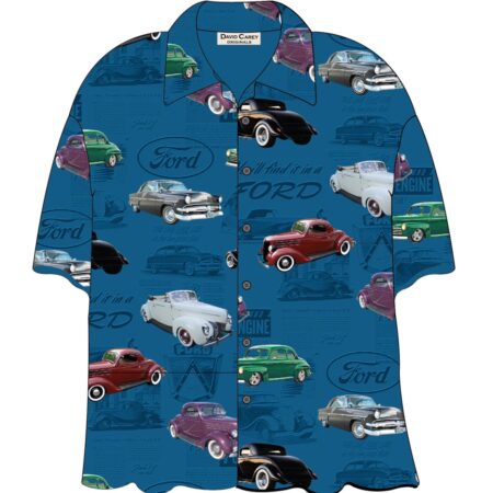 Cars Shirt 40s Ford Camp Shirt Blue-M | David Carey