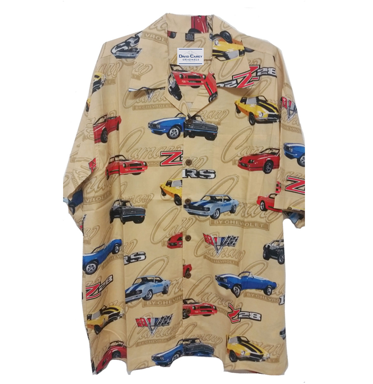 Cars Shirt Chevy Vintage Camaro Camp Shirt Cream-XXXL | 19% korting | David Carey