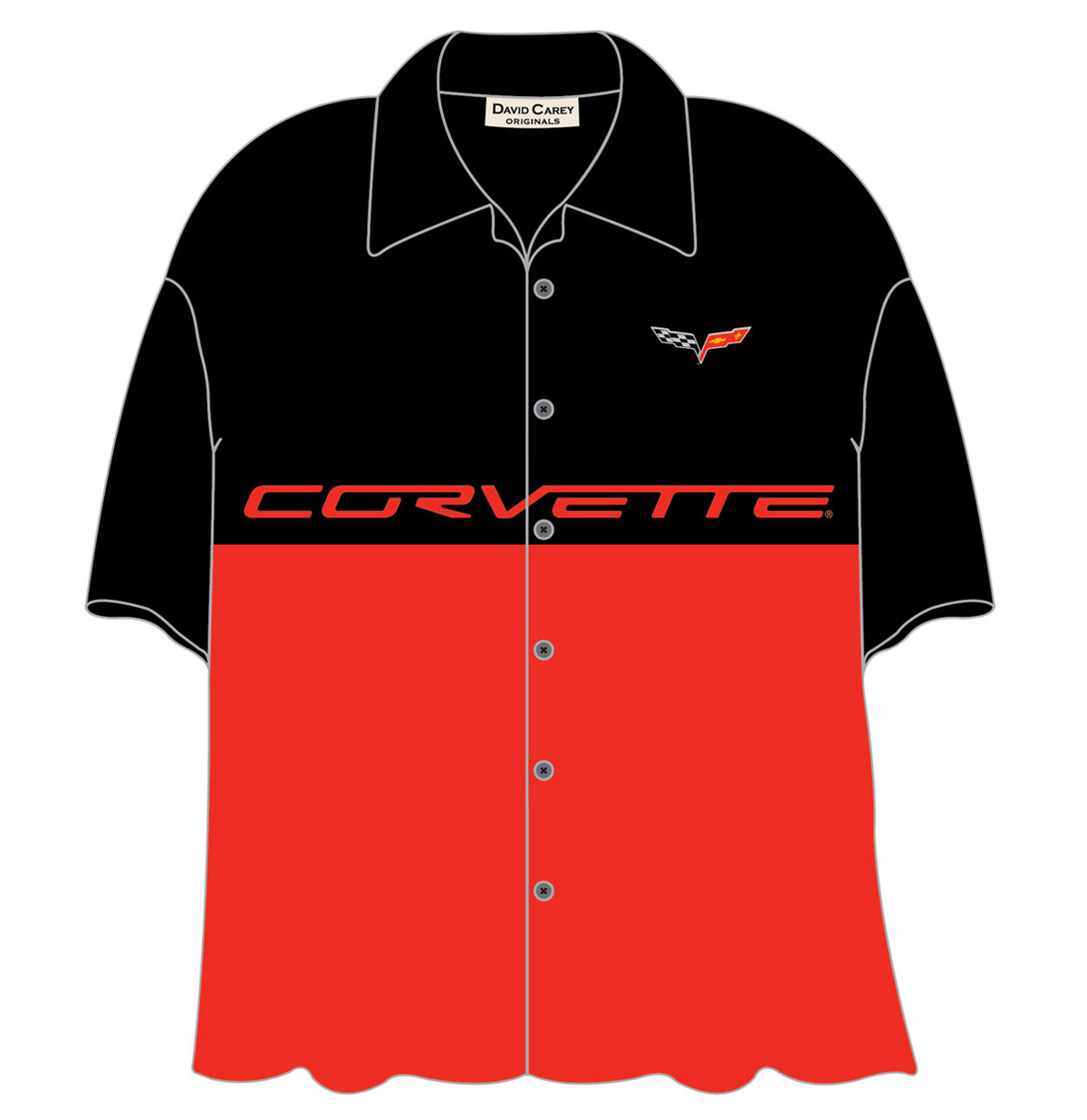 Cars Shirt Split C6 Corvette Black/Red-XXL | 24% korting | David Carey