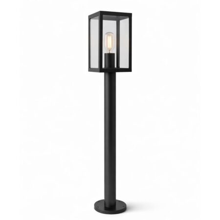 Casey LED Tuinlantaarn 100cm - Dimbaar - E27 Fitting - IP44 waterdicht - Zwart - LED Sokkellamp voor padverlichting - Staande buitenlamp | HOFTRONIC