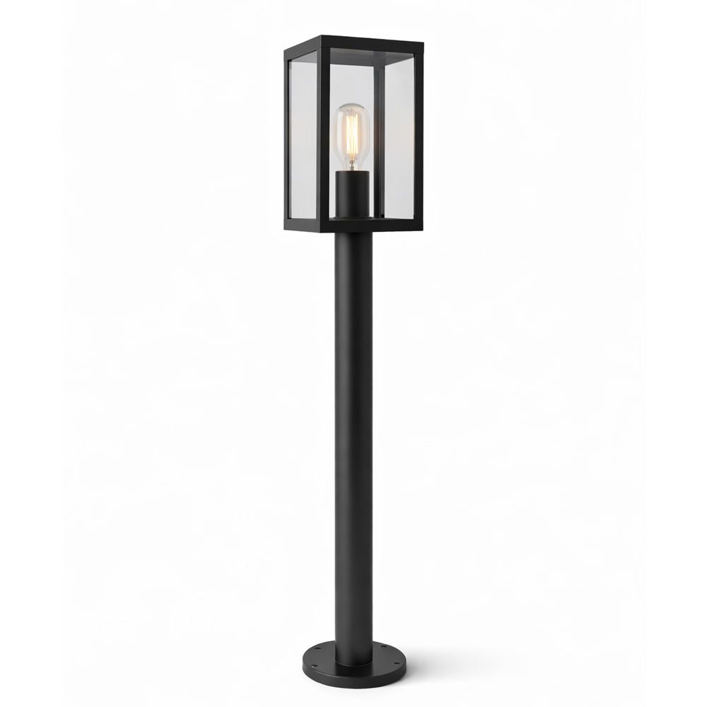 Casey LED Tuinlantaarn 100cm - Dimbaar - E27 Fitting - IP44 waterdicht - Zwart - LED Sokkellamp voor padverlichting - Staande buitenlamp | HOFTRONIC
