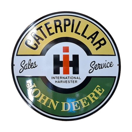 Caterpillar John Deere Emaille Bord - Ø40cm | John Deere