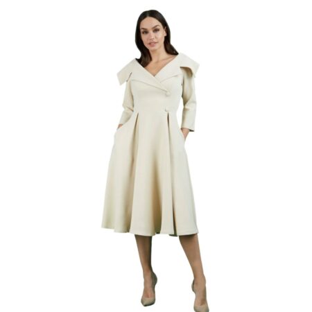 Catwalk Diva Gatsby Swing Dress Beige -M | Fiftiesstore
