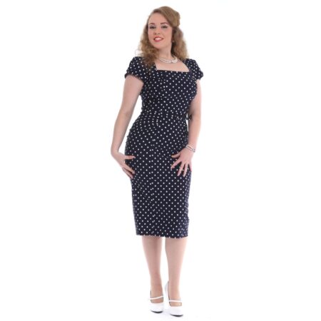 Celebrity Dress Navy / White Dots-XXXXL | 32% korting | Stop Staring