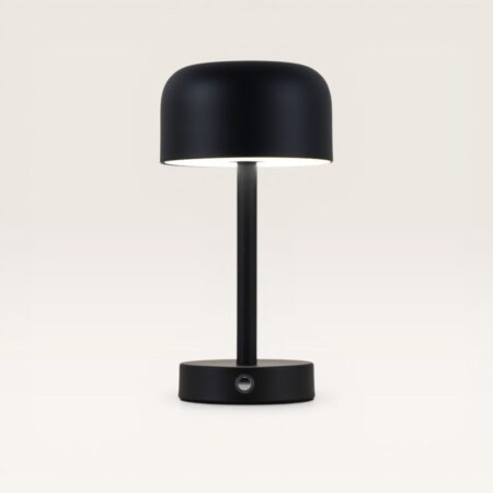 Ceyon - Paddenstoel lamp oplaadbaar Zwart 25 cm - Dressoir lamp - Tafellamp horeca - Dimbaar - Modern design - USB-C - 3000K/4500K/6000K | LUSENZ