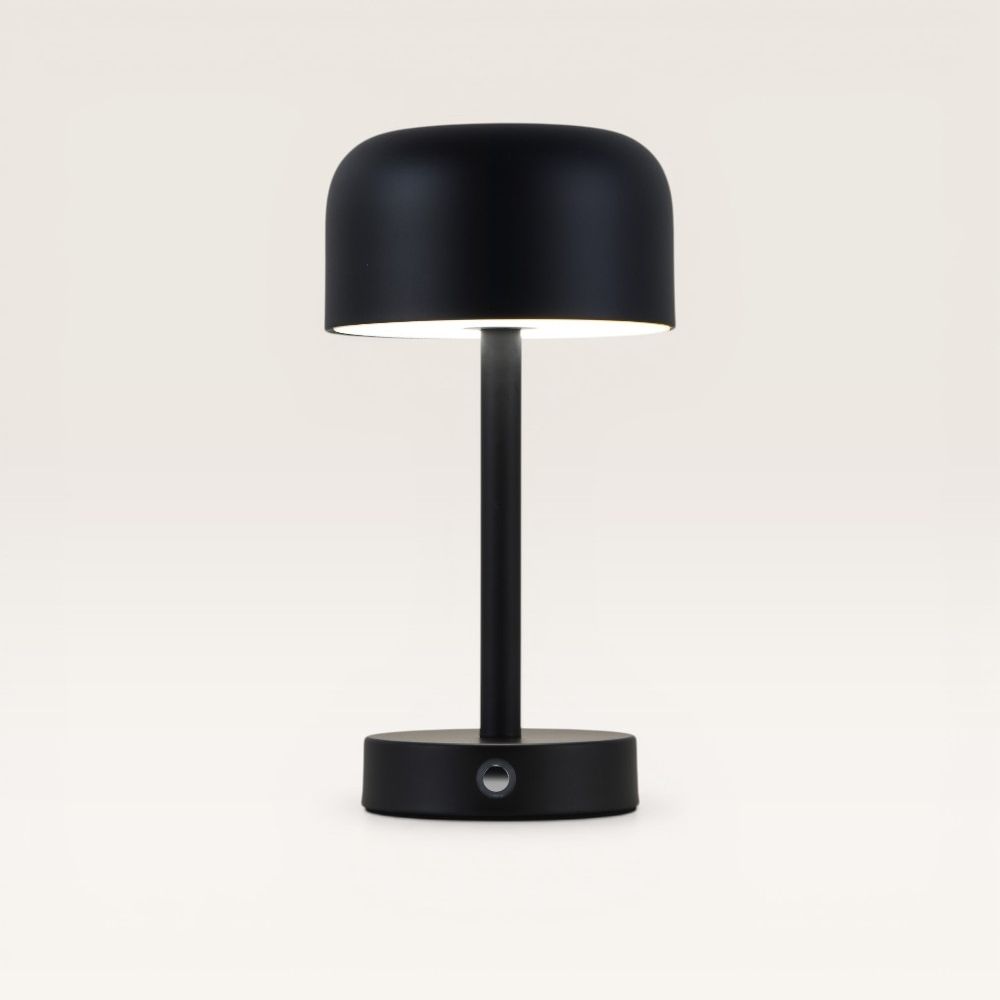 Ceyon - Paddenstoel lamp oplaadbaar Zwart 25 cm - Dressoir lamp - Tafellamp horeca - Dimbaar - Modern design - USB-C - 3000K/4500K/6000K | LUSENZ