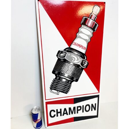 Champion Bougie Rood Wit Logo Emaille Bord 'Box-model' - 70 x 35 cm | Champion