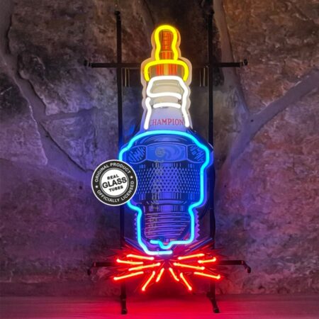 Champion Spark Plug Bougie Neon Verlichting - Junior Model 32 x 60 cm - Blauw