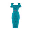 Charlotte Pencil Dress Jade and Black Polka Dots-XXXL | 58% korting | Pinup Couture