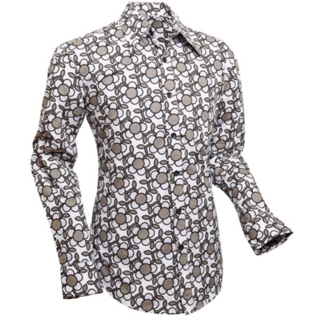 Chenaski 70's Retro Shirt Flowergrid Grey-XS | Fiftiesstore