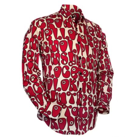 Chenaski Retro 70s Moloko Shirt Cream Red Black-M | Chenaski