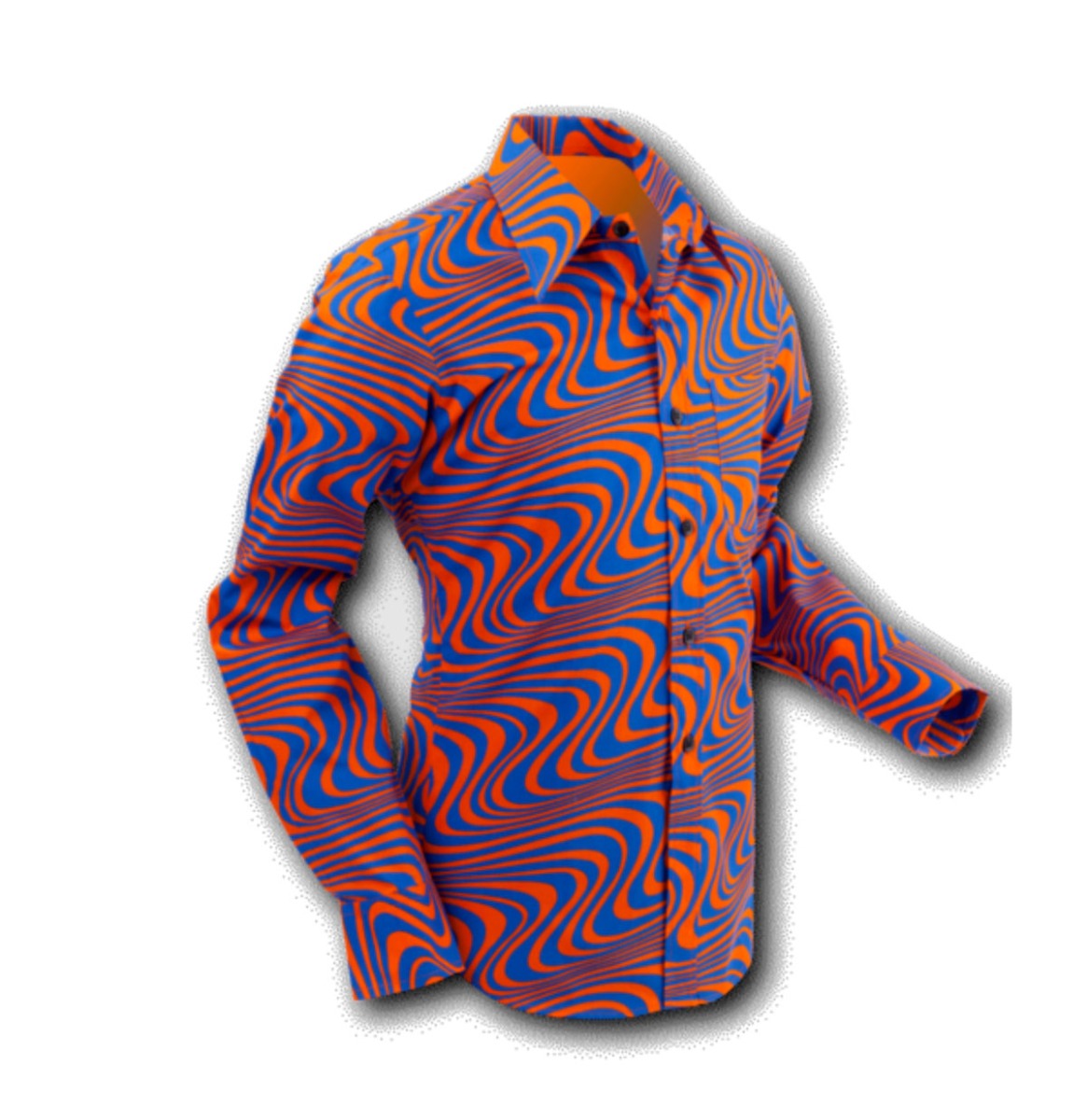Chenaski Wavyline 70s Shirt Orange Blue-S | Fiftiesstore