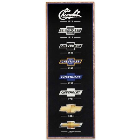 Chevrolet Bowtie Logo Evolution Verticale Houten Wanddecoratie 62 x 22 cm | Chevrolet