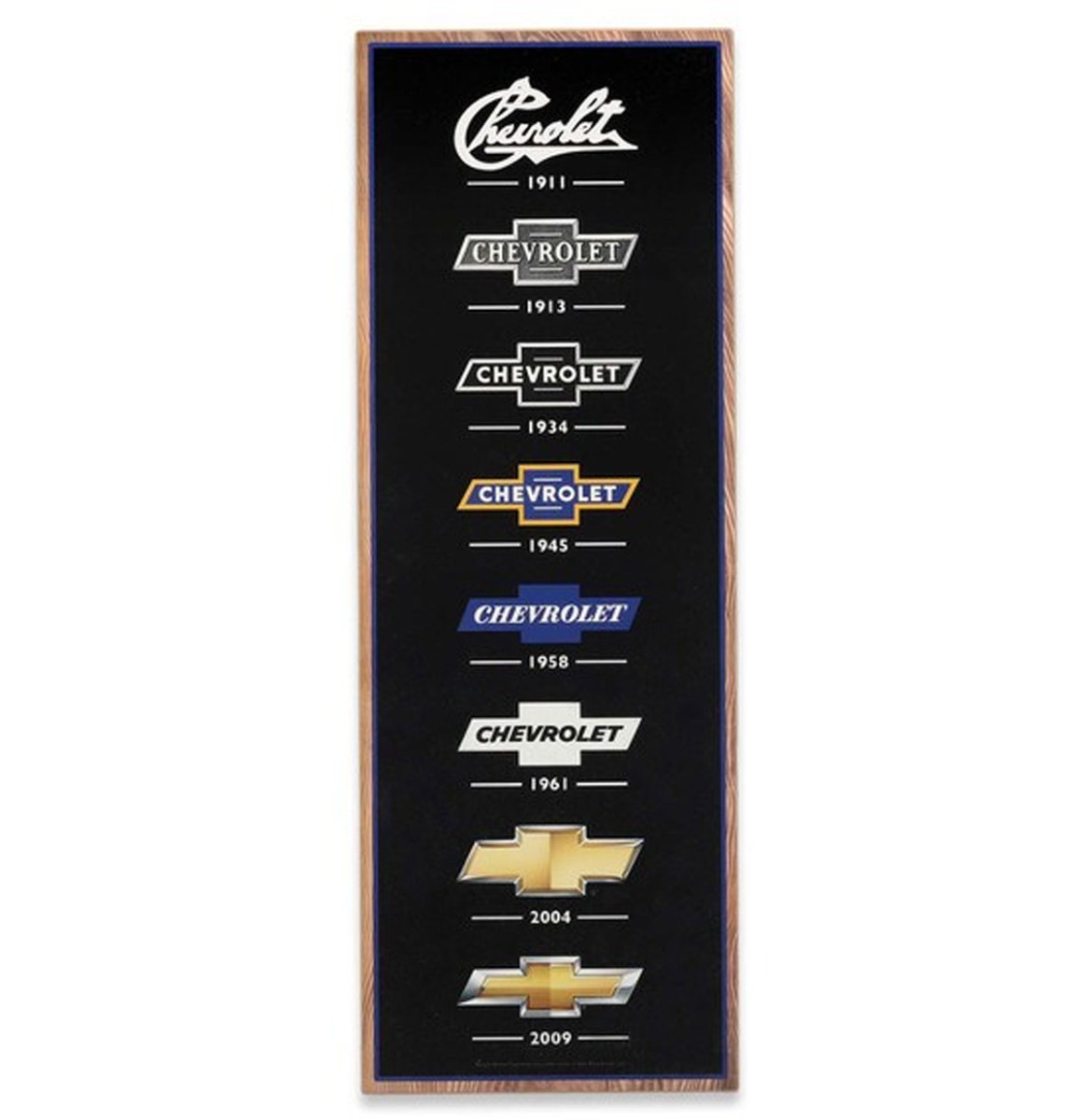Chevrolet Bowtie Logo Evolution Verticale Houten Wanddecoratie 62 x 22 cm | Chevrolet