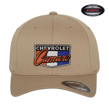 Chevrolet Camaro Flex-Fit Cap - Khaki met Logo Patch (S/M - Officially Licensed) | Chevrolet