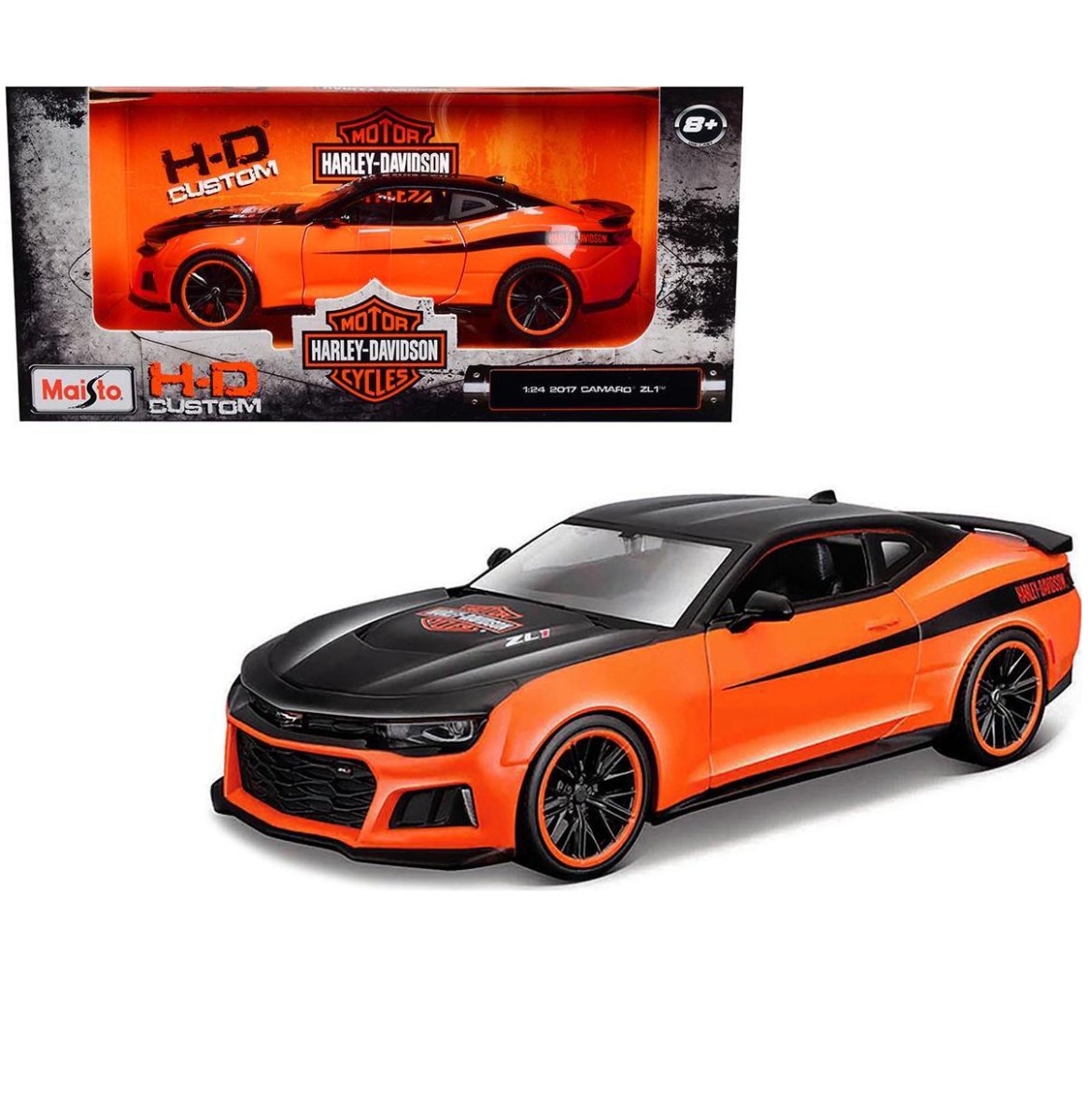 Chevrolet Camaro ZL1 Custom 2017 + Harley-Davidson 1:24 Modelset | Harley-Davidson