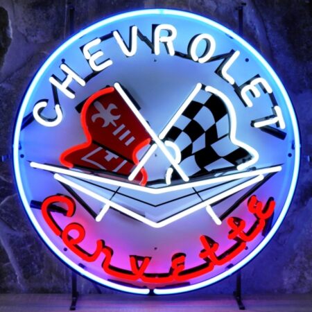 Chevrolet Corvette Flags Logo Neon Verlichting 65 cm - Rood