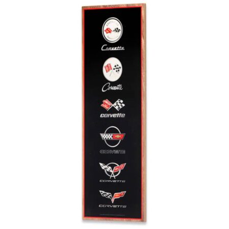 Chevrolet Corvette Logo Evolution Verticale Houten Wanddecoratie 62 x 22