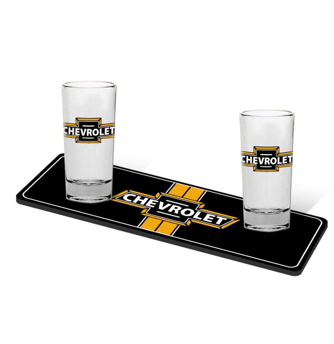 Chevrolet Shot Glaajes Set met Drank Mat | 28% korting | Chevrolet