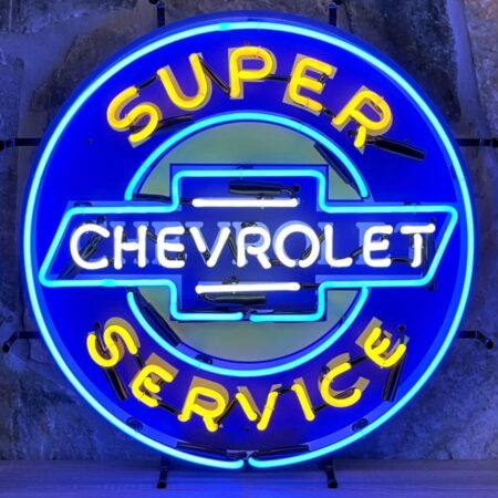 Chevrolet Super Service Neon Verlichting 65 x 65 cm - Blauw