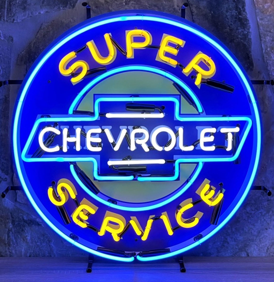 Chevrolet Super Service Neon Verlichting 65 x 65 cm - Blauw