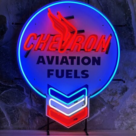 Chevron Aviation Fuels Neon Verlichting 60 x 74 cm - Blauw