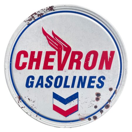 Chevron Gasolines Rond Metalen Wandbord XXL - Relief 90 cm | Fiftiesstore