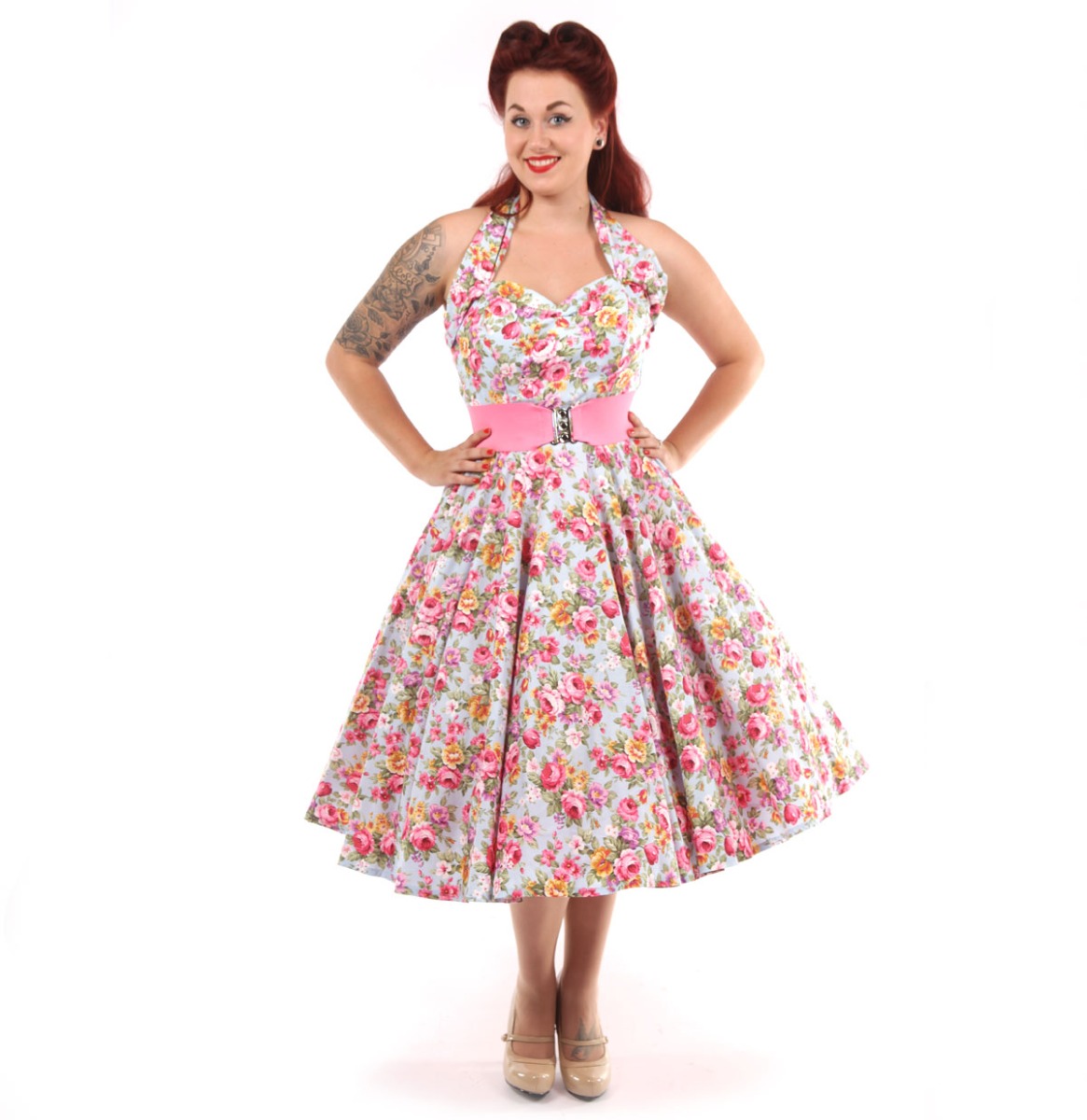 China Rose Dress Blue-36 (NL) /10 (UK) | 35% korting | Fiftiesstore