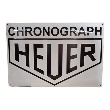 Chronograph Heuer Logo Emaille Bord - 60x40cm | Fiftiesstore