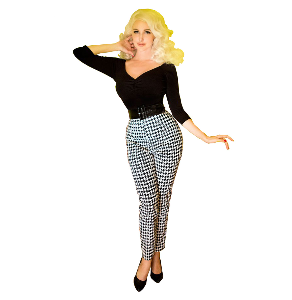 Cigarette Pants Houndstooth-XS | 41% korting | Fiftiesstore