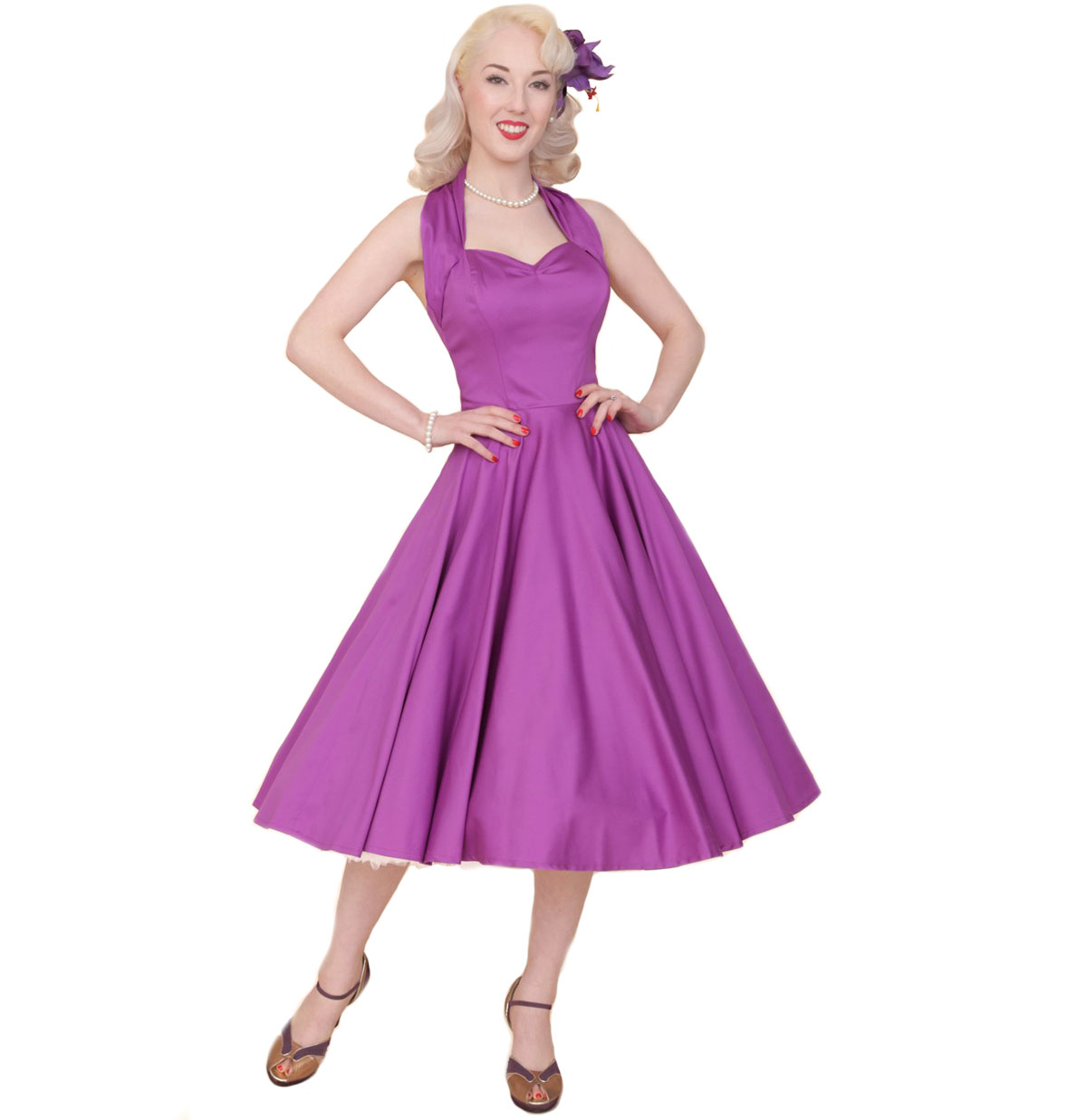 Circle Retro Dress Heather -38 (NL)/ 12 (UK) | Vivien of Holloway