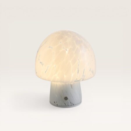 Cirello - Paddenstoel lamp oplaadbaar Wit glas 18 cm - Draadloze tafellamp - Scandinavisch design - Dimbaar - IP44 voor buiten - USB-C - 3000K Warm Wit | LUSENZ