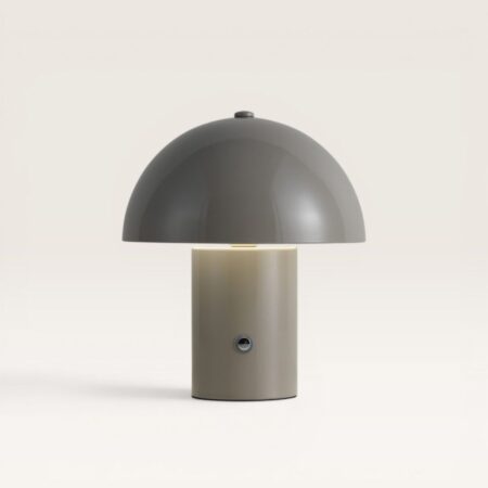 Civaro - Paddenstoel lamp oplaadbaar Taupe 20 cm - Slaapkamer tafellamp - Draadloze tafellamp - Dimbaar - Metaal - USB-C - Retro design - 3000K/4500K/6000K | LUSENZ