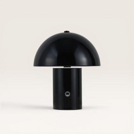 Civaro - Paddenstoel lamp oplaadbaar Zwart 20 cm - Slaapkamer tafellamp - Draadloze tafellamp - Dimbaar - Metaal - USB-C - Retro design - 3000K/4500K/6000K | LUSENZ
