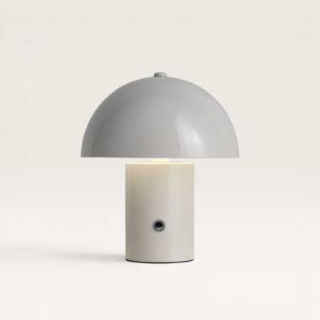 Civaro - Paddenstoel lamp oplaadbaar gebroken Wit 20 cm - Draadloze tafellamp - Dimbaar - USB-C - Retro design - Metaal - 3000K/4500K/6000K | LUSENZ