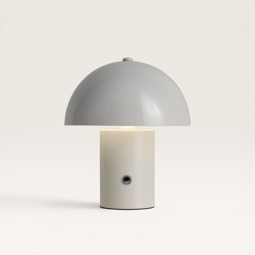 Civaro - Paddenstoel lamp oplaadbaar gebroken Wit 20 cm - Draadloze tafellamp - Dimbaar - USB-C - Retro design - Metaal - 3000K/4500K/6000K | LUSENZ
