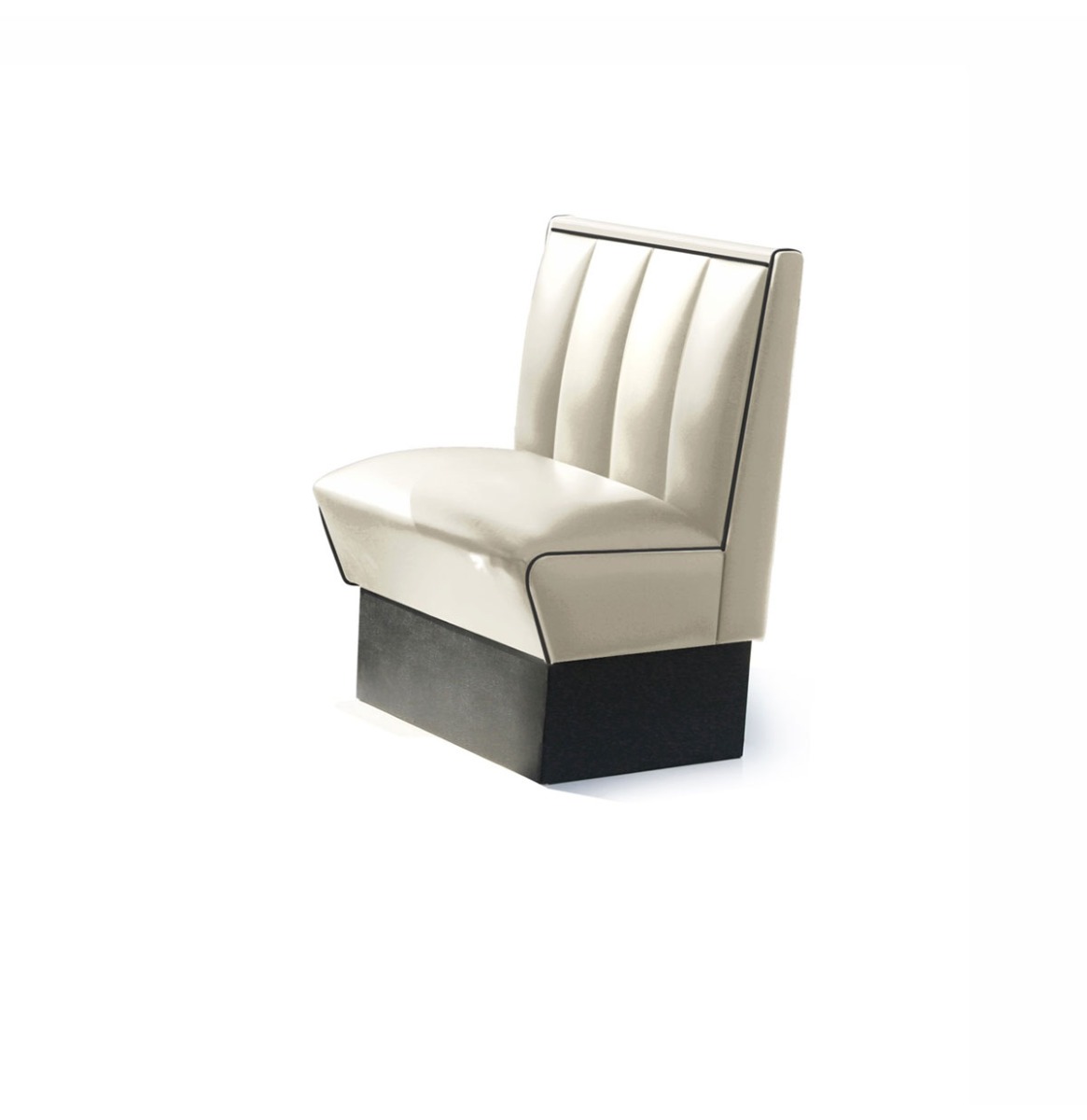 Classic Retro Diner Bank Bel Air HW70 Wit Met Zwarte Rand | Bel Air Retro Fifties Furniture