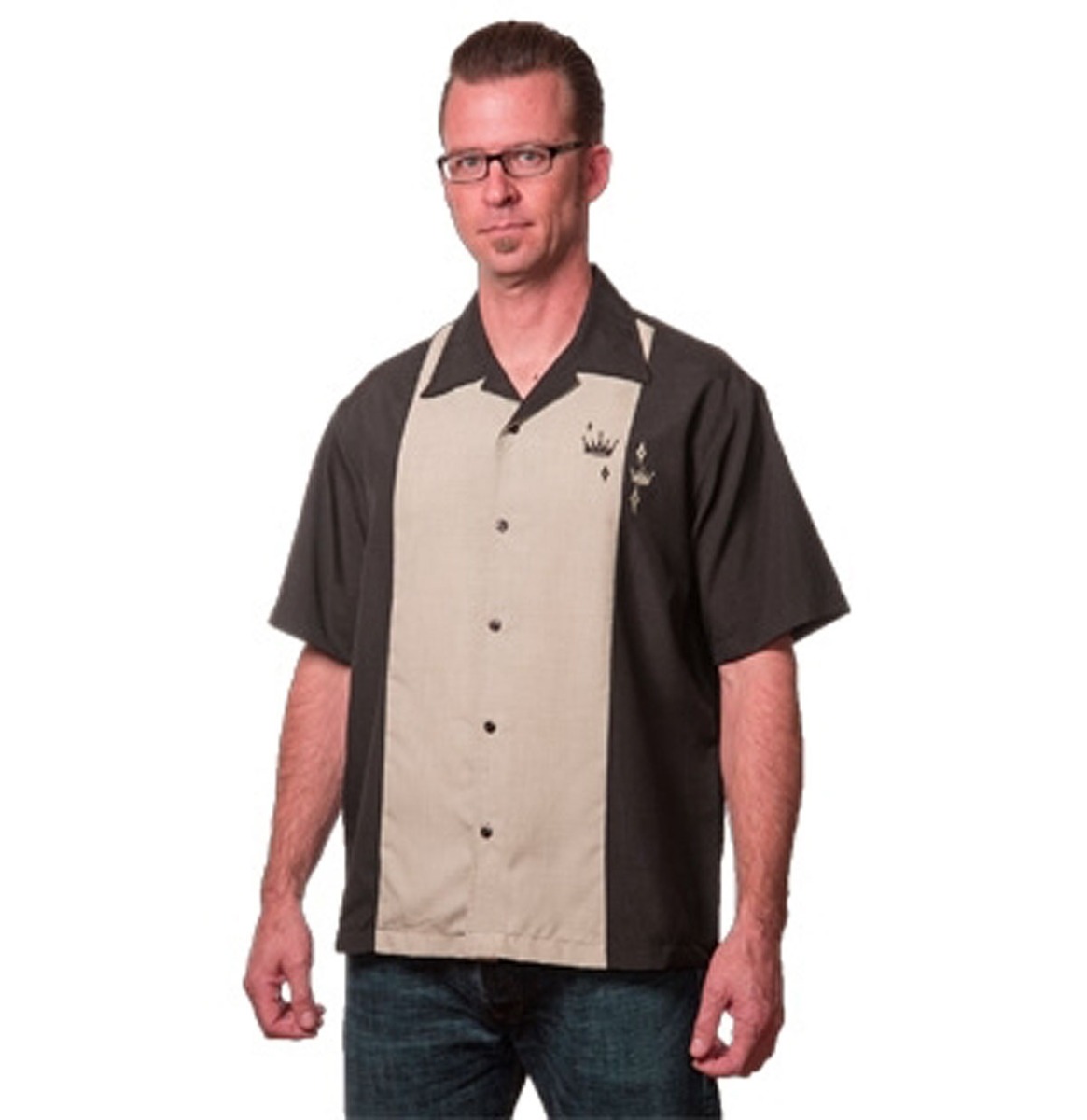Classic Shirt Contrast Crown Button Up Black-XXL | Steady Clothing
