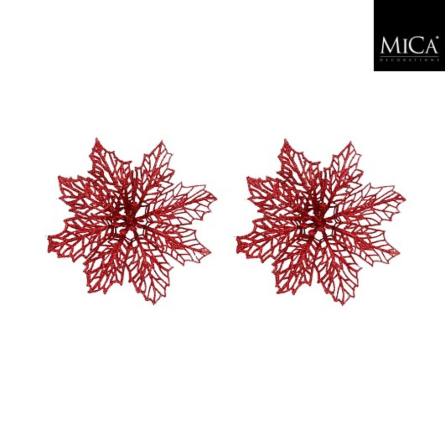 Clip Poinsettia Rood 2 Stuks - H3xd13