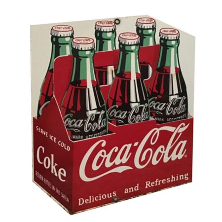 Coca-Cola 6-Pack Emaille Bord - 30 x 35 cm - Ande Rooney 1990's | Coca-Cola