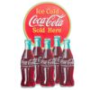 Coca-Cola Die-Cut Metalen Wandbord - Ice Cold Sold Here met Flesjes - 61 x 38 cm Relief | Coca-Cola