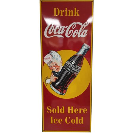 Coca-Cola Drink Ice Cold Sold Here Emaille Bord - 90 x 35 cm | Coca-Cola
