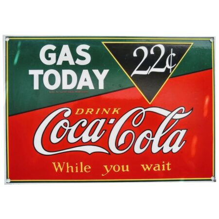 Coca-Cola Gas Today 22 Cents Emaille Bord - 33 x 23 cm | Coca-Cola